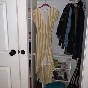 Striped High Low Wrap Dress